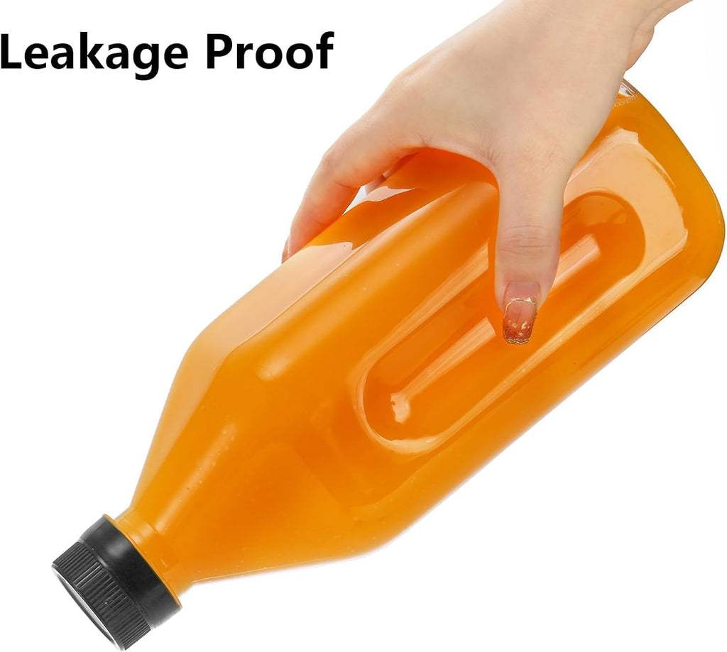 Coloch 10 Pack 33 Oz Plastic Juice Bottles with Black Caps, 1L Empty Clear Soda Bottle Reusable Drink Container Plastic Milk Bottle for Water, Juice, Beverage, Cold Drinks, Picnic, Home Use