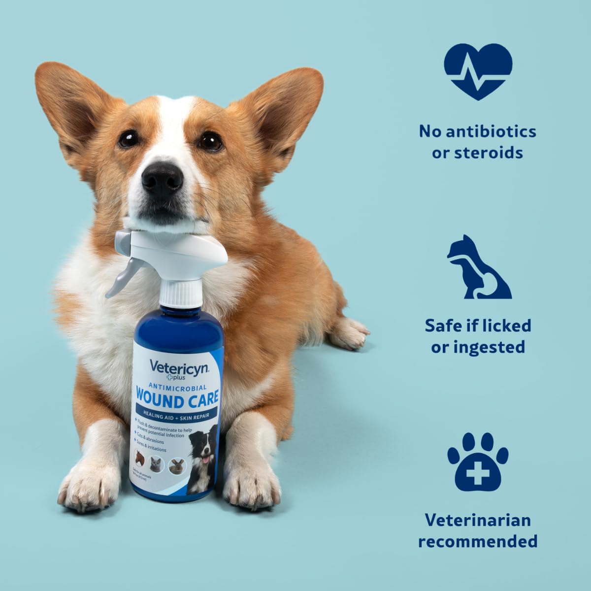 Vetericyn Plus Dog Wound Care Spray | Healing Aid and Skin Repair, Clean Wounds, Relieve Dog Skin Allergies, Safe for All Animals. 3 ounces