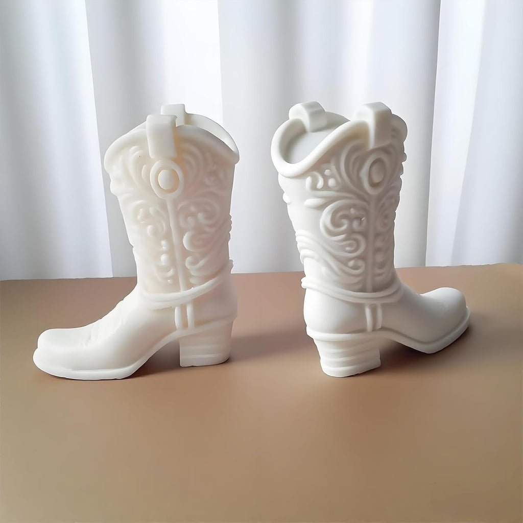 Cool Boot Shape Candle Molds, 3D Cowboy Chocolate Molds, Cowboy Boot Silicone Molds for Resin Candle Soap Wax Making, Silicone Fondant Jelly Ice Cake Decoration Mold for Crafts Baking Tool