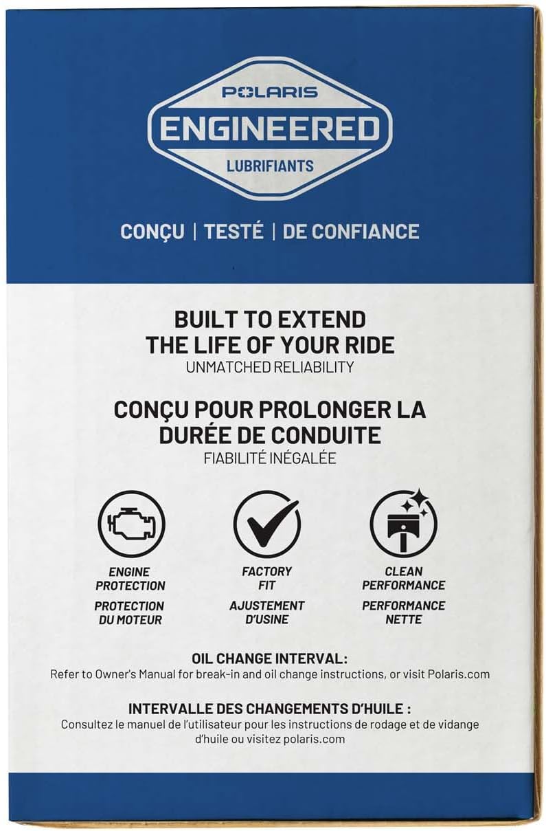Polaris PS4 Oil Change Kit for Specific RANGER, GENERAL, RZR, ACE 900 XC Models With 4 Stroke Engine, Includes 2.5 Quarts PS-4 5W-50 Full Synthetic Oil, 1 Oil Filter, Genuine OEM - Part 2879323
