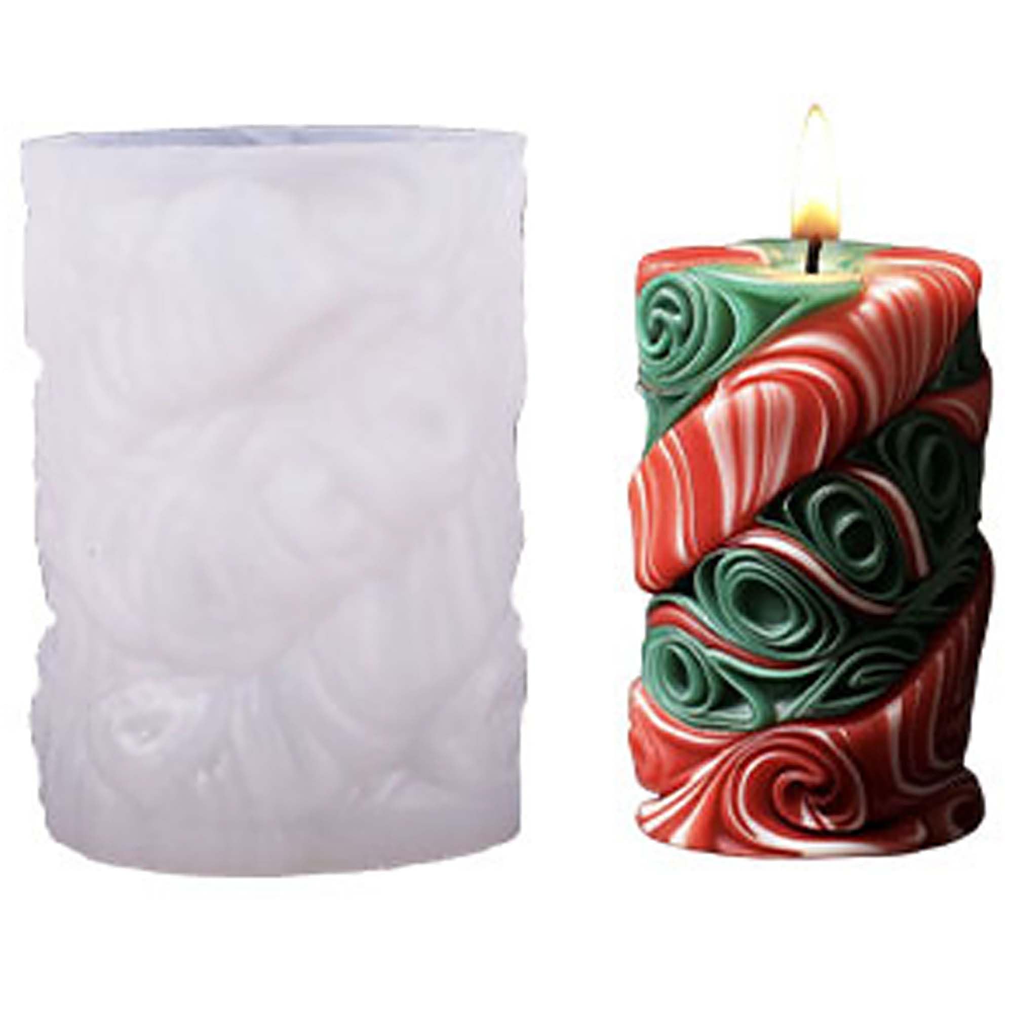 Flower Animal Cylinder Molds Silicone Wave Spiral Candle Mold - Silicone Resin Casting Molds for Candle & Resin & Soap Craft Supplies