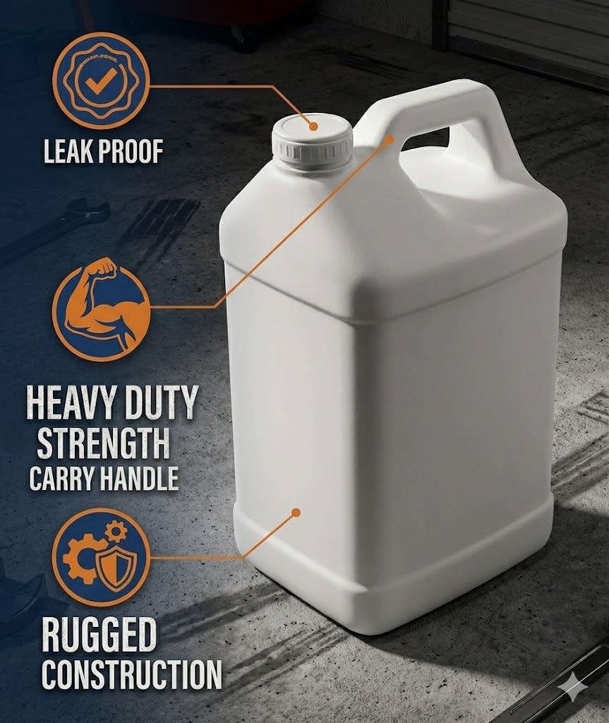 kitchentoolz 2.5 Gallon Water Jug – Water Container Heavy-Duty HDPE Carboy for Automotive Used Oil Container & Liquid Storage – 10 Liter Water Jugs with Secure Lid – Made in USA