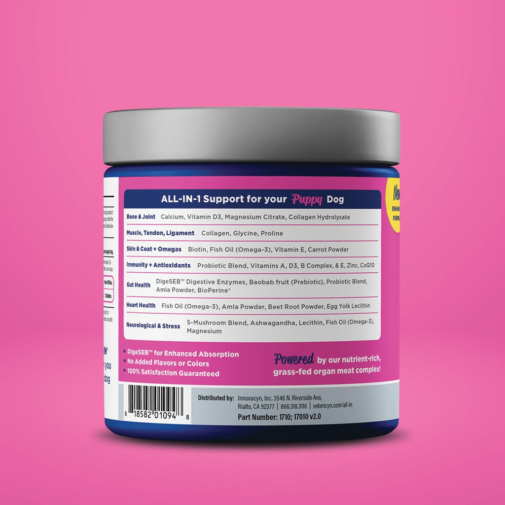 Vetericyn All-in 1 Multifunctional Senior Dog Supplement | Digestive Enzymes + Glucosamine Chondroitin for Hip and Joint Support + Vitamins, Antioxidants, Prebiotics, Probiotics, and Omegas. 90 Count