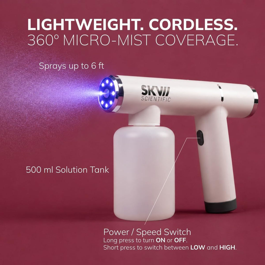 SKV Cordless Atomizing Sprayer, 360-Degree Coverage Disinfection Sprayer for Household Sanitization, Rechargeable, 16 oz Tank