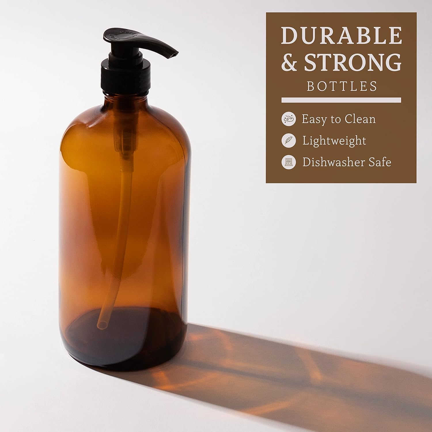 32-Ounce Pump Bottles, Large Clear Glass Boston Round Bottles w/Black Pumps. Great for Lotions, Laundry Soap Detergent, Oils, Sauces - Food Safe and Medical Grade - by kitchentoolz (Pack of 2)