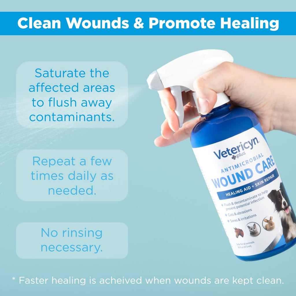 Vetericyn Plus Dog Wound Care Spray | Healing Aid and Skin Repair, Clean Wounds, Relieve Dog Skin Allergies, Safe for All Animals. 3 ounces