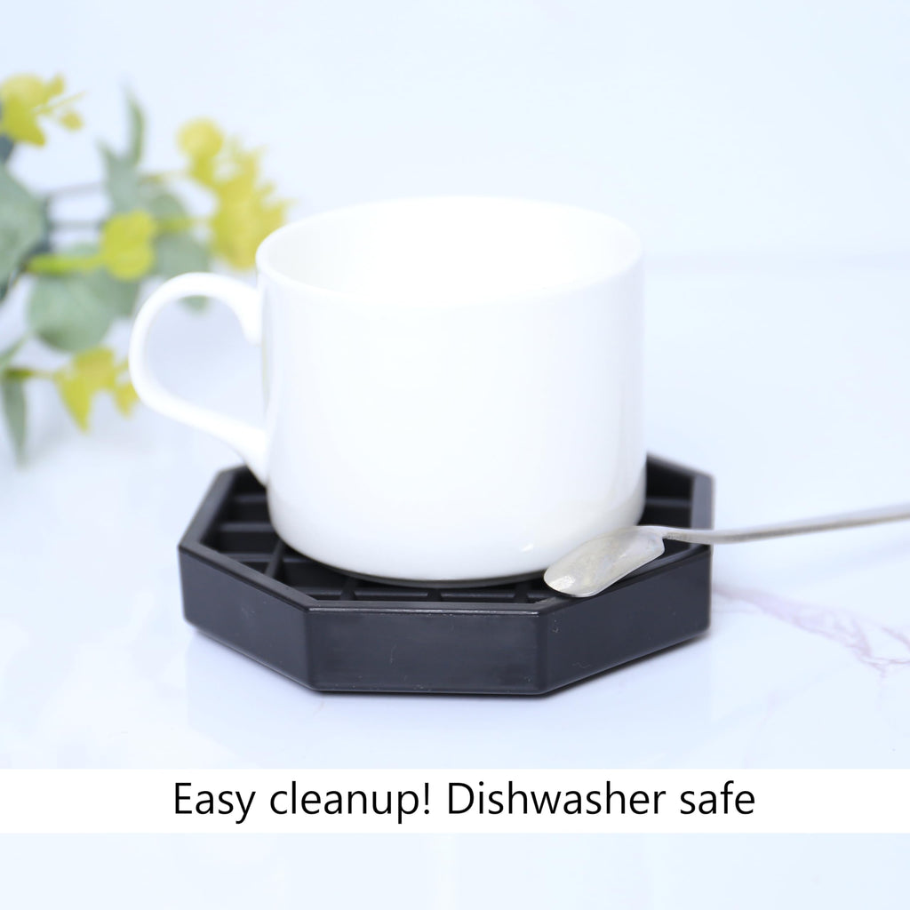 Drip Tray 4" Octagon Countertop Beverage Dispenser Cup Drip Catcher - for Coffee & Drink Dispenser Bar by kitchentoolz - Pack of 4
