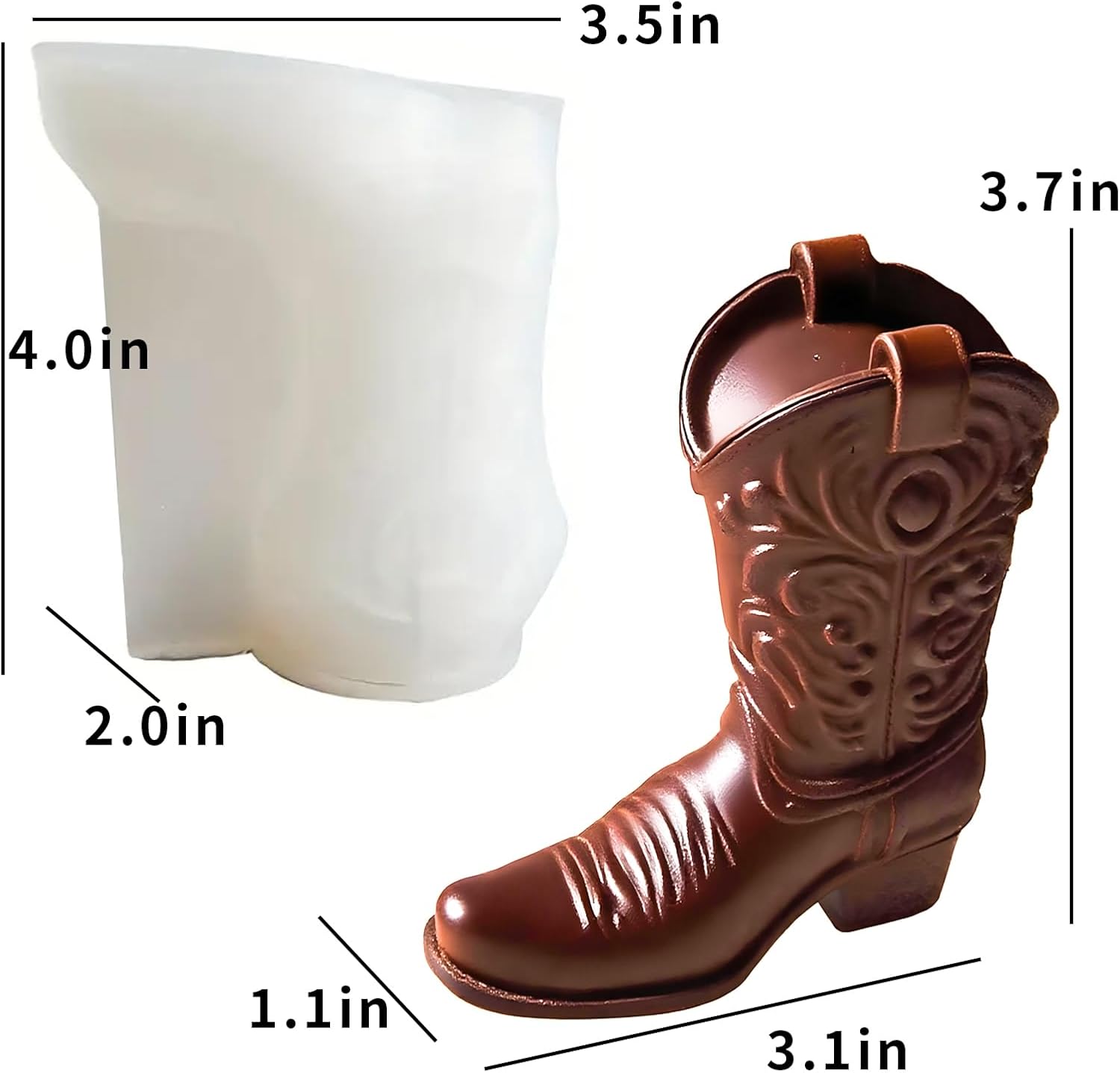 Cool Boot Shape Candle Molds, 3D Cowboy Chocolate Molds, Cowboy Boot Silicone Molds for Resin Candle Soap Wax Making, Silicone Fondant Jelly Ice Cake Decoration Mold for Crafts Baking Tool