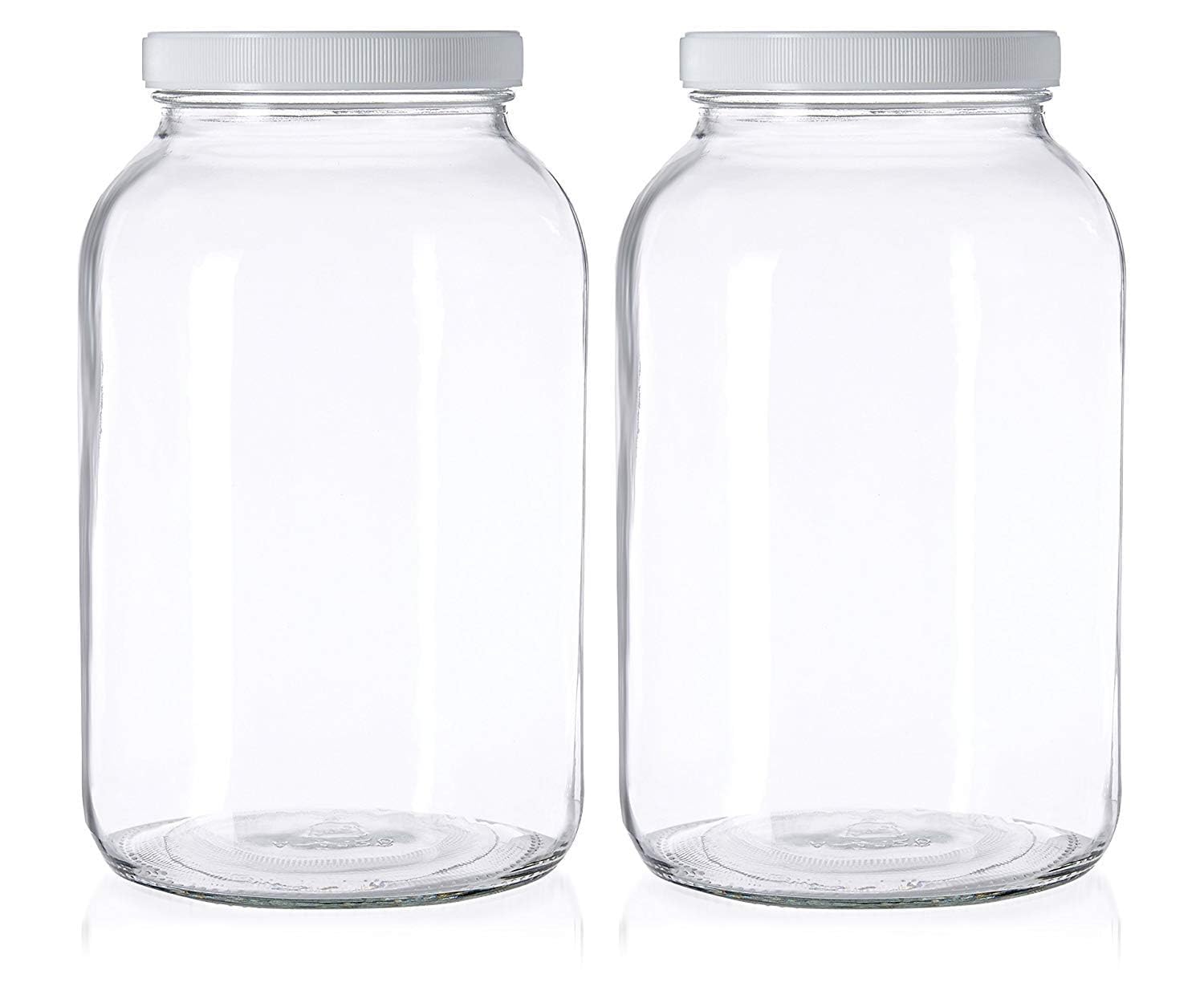 kitchentoolz 1 Gallon Glass Jar Wide Mouth with Airtight Foam Lined Plastic Lid - Large Mason Jar for Fermenting Kombucha Kefir - Storing and Canning (4)