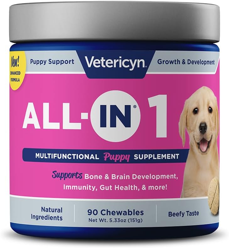 Vetericyn All-in 1 Multifunctional Puppy Supplement and FoamCare Spray-On Plant-Based Puppy Shampoo and Conditioner.