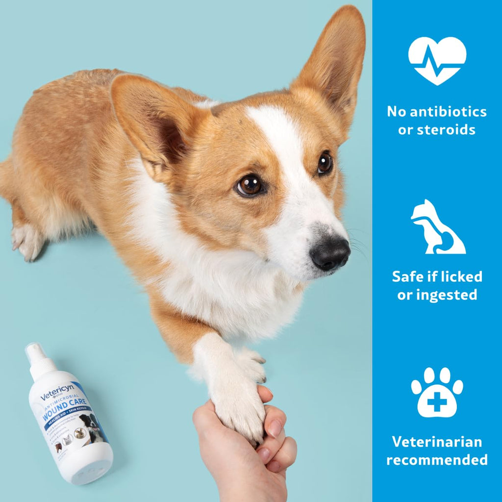 Vetericyn Plus Dog Wound Care Spray | Healing Aid and Skin Repair, Clean Wounds, Relieve Dog Skin Allergies, Safe for All Animals. 3 ounces