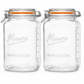 1 Gallon Glass Jars with Swing Top Lids - Extra Large Mason Jars Wide Mouth with Airtight Glass Clamp Lids - Square Glass Storage Containers with Measurements for Flour, Sugar & Pickling, 2 Pack