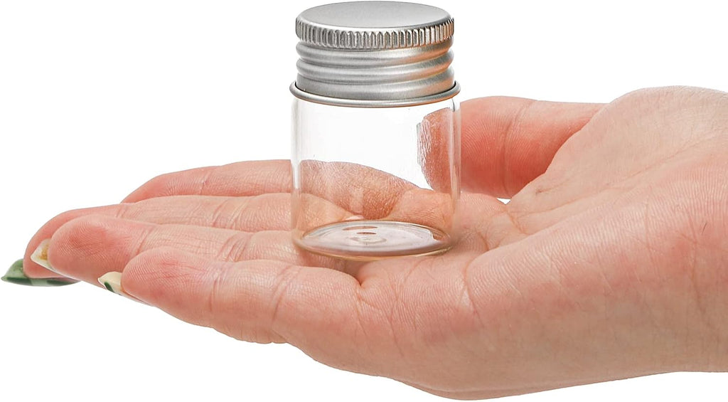 Coloch 36 Pack 15ml Empty Glass Jars with Screw Aluminum Caps, 0.5Oz Mini Cosmetics Container Jar Glass Paint Jar Refillable Oil Vials Test Bottles for Cosmetics, Chemicals, Decoration
