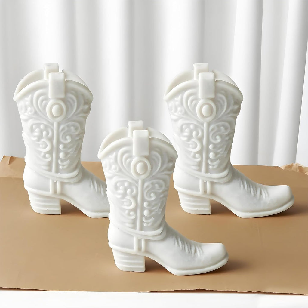 Cool Boot Shape Candle Molds, 3D Cowboy Chocolate Molds, Cowboy Boot Silicone Molds for Resin Candle Soap Wax Making, Silicone Fondant Jelly Ice Cake Decoration Mold for Crafts Baking Tool