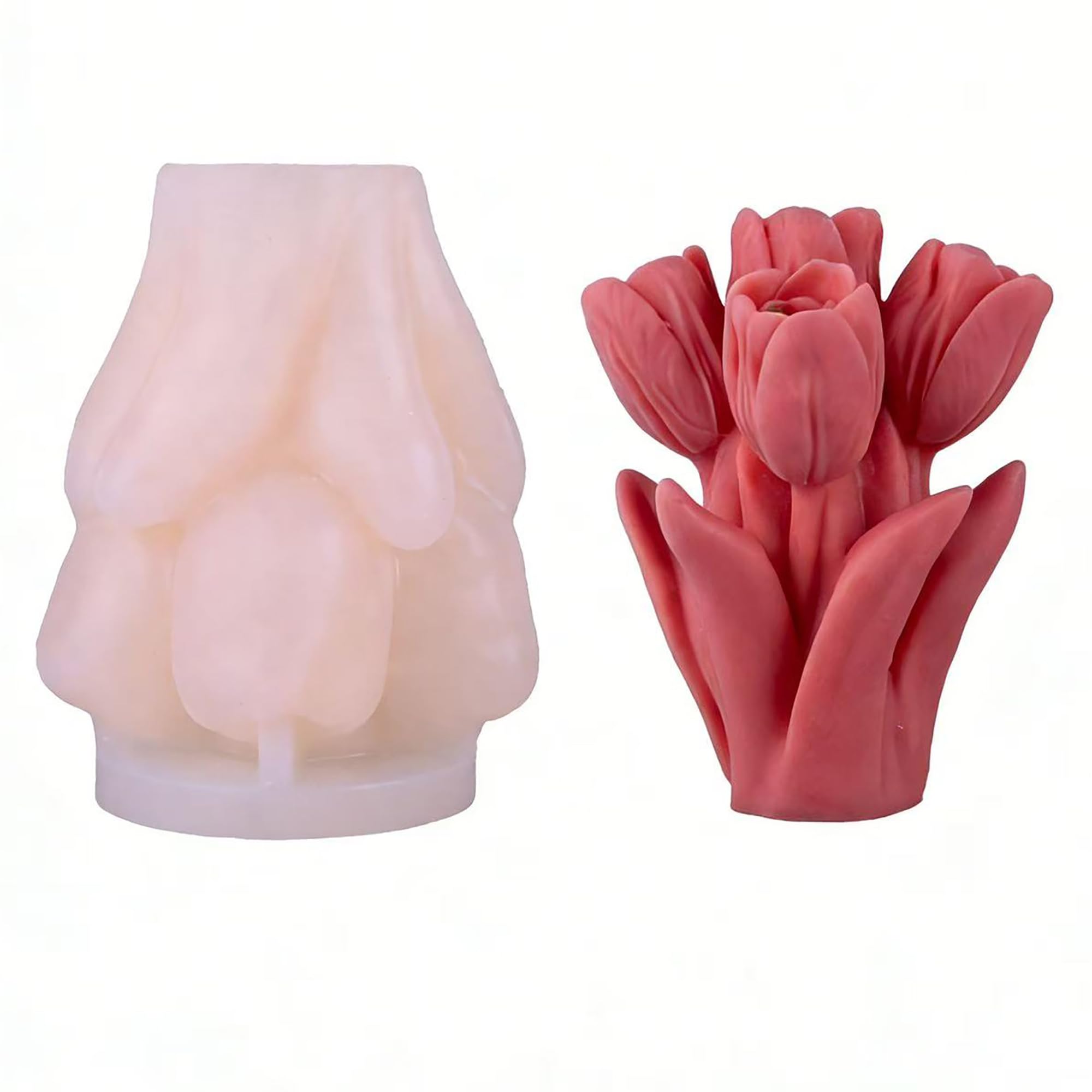 Flower Succulent Tulip Rose Cylinder Molds Silicone Wave Spiral Candle Mold - Silicone Resin Casting Molds for Candle & Resin & Soap Craft Supplies