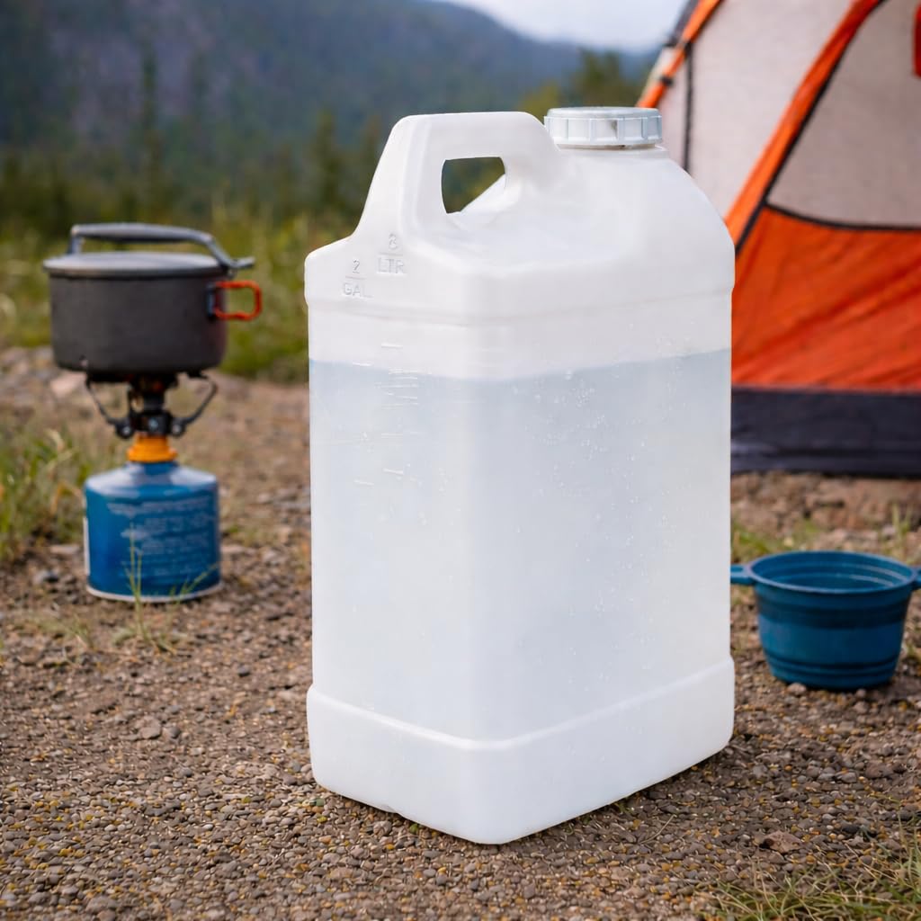 kitchentoolz 2.5 Gallon Water Jug – Water Container Heavy-Duty HDPE Carboy for Automotive Used Oil Container & Liquid Storage – 10 Liter Water Jugs with Secure Lid – Made in USA