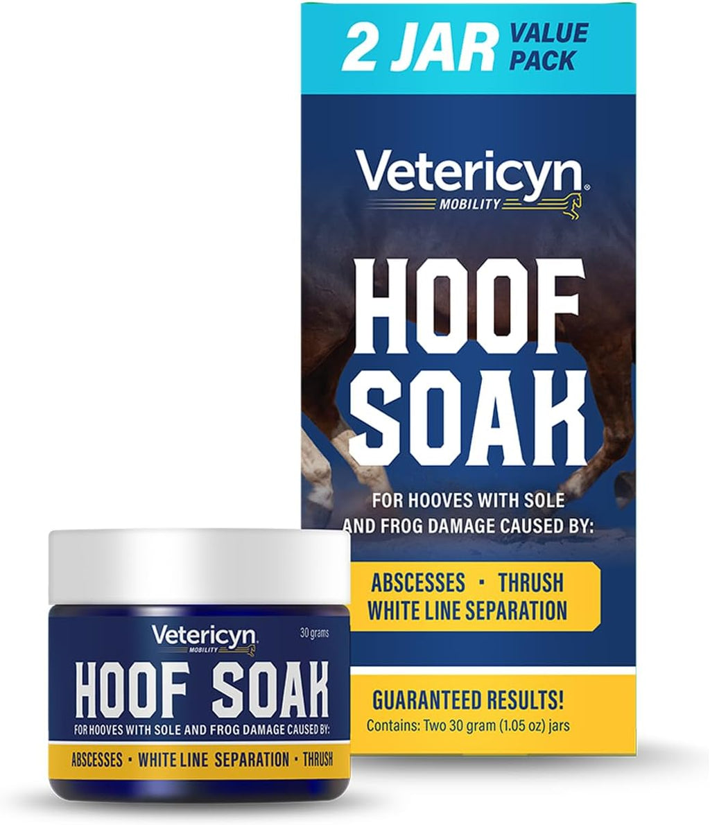 Vetericyn Mobility Hoof Soak 2 pk and Hoof Boot Bundle | Two Single Hoof Treatment Jars and Soaking Boot for Hooves with Sole and Frog Damage Caused by Abscesses, White Line Separation, and Thrush. 2