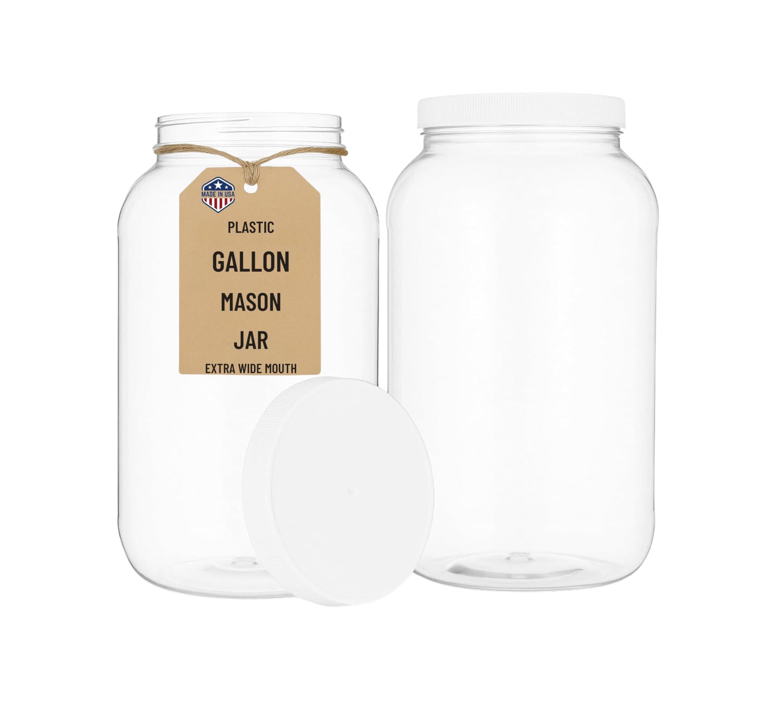 kitchentoolz 1 Gallon Plastic Jar with Airtight Lid – Wide Mouth Food Storage Container – Clear PET Canister – Made in USA