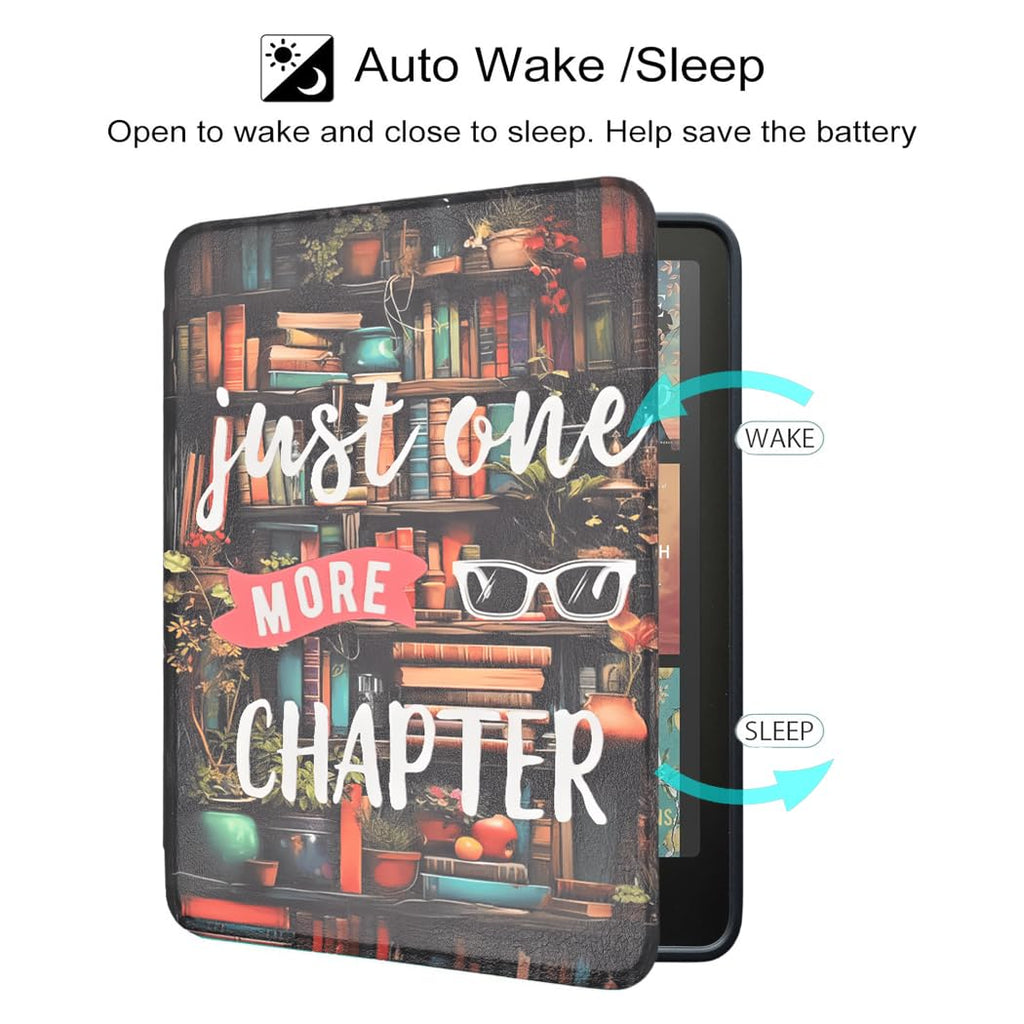 Case for All-New Kindle Paperwhite 12th Gen 2024 and Kindle Colorsoft Signature Edition, Book Lovers Gifts Lightweight PU Leather Protective Cover with Auto Sleep Wake Hand Strap