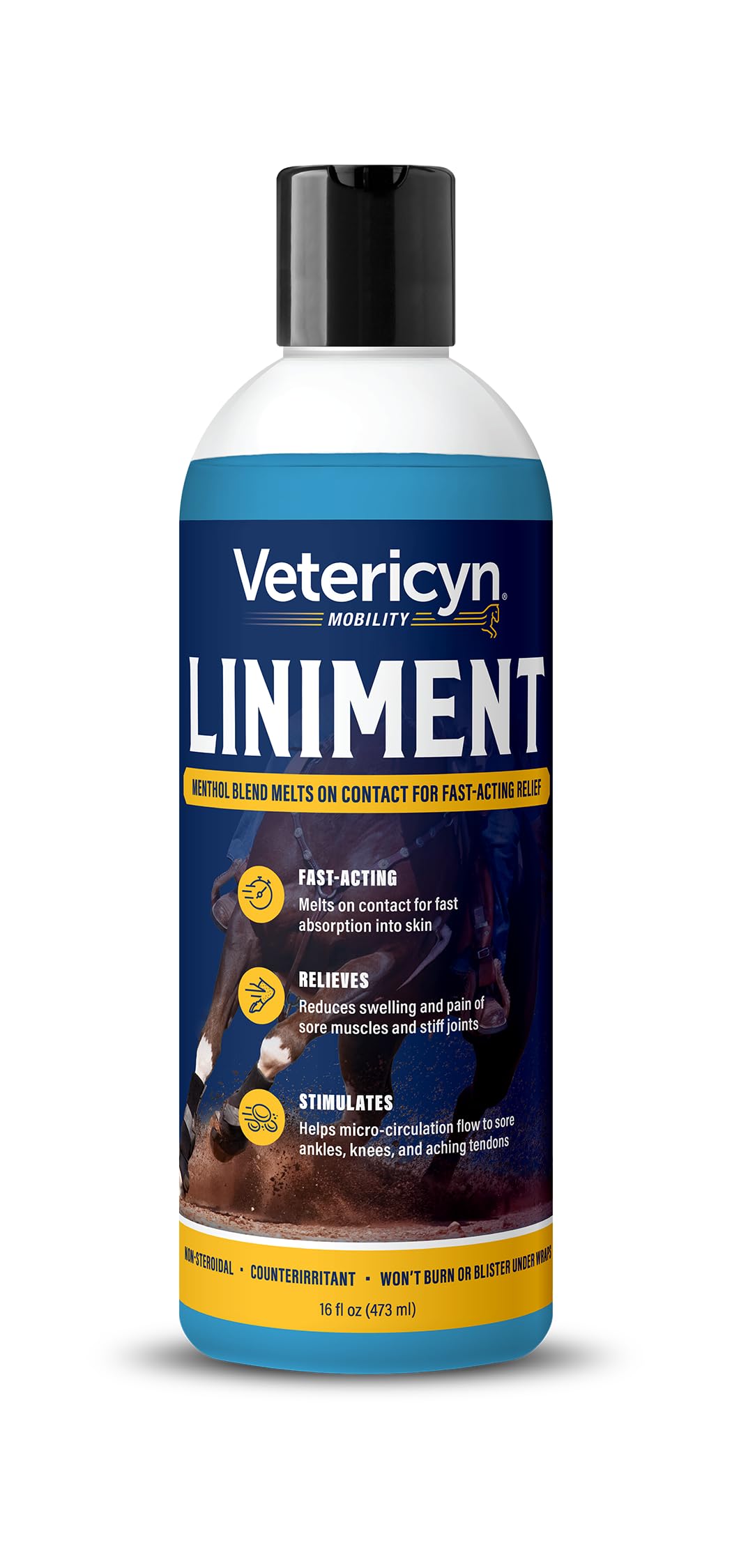 Vetericyn Mobility Equine Liniment for Fast-Acting Relief of Muscles and Joints – Menthol-Based Topical Analgesic for Horses – 16 Ounces
