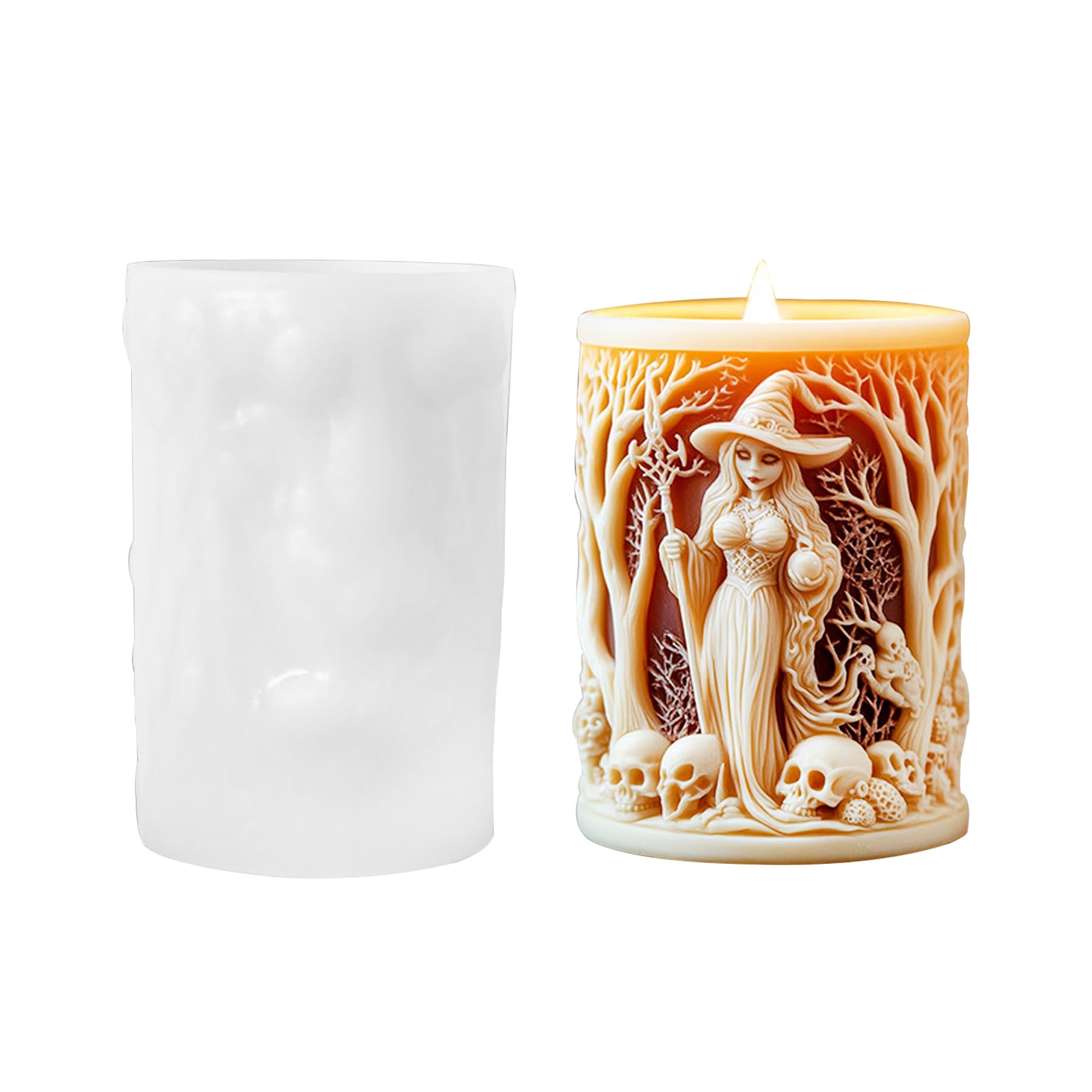 Halloween Candle Mold for Candle Making, 3DSilicone Mold for Resin Casting DIY Plaster Polymer Clay Home Decoration (Witch)