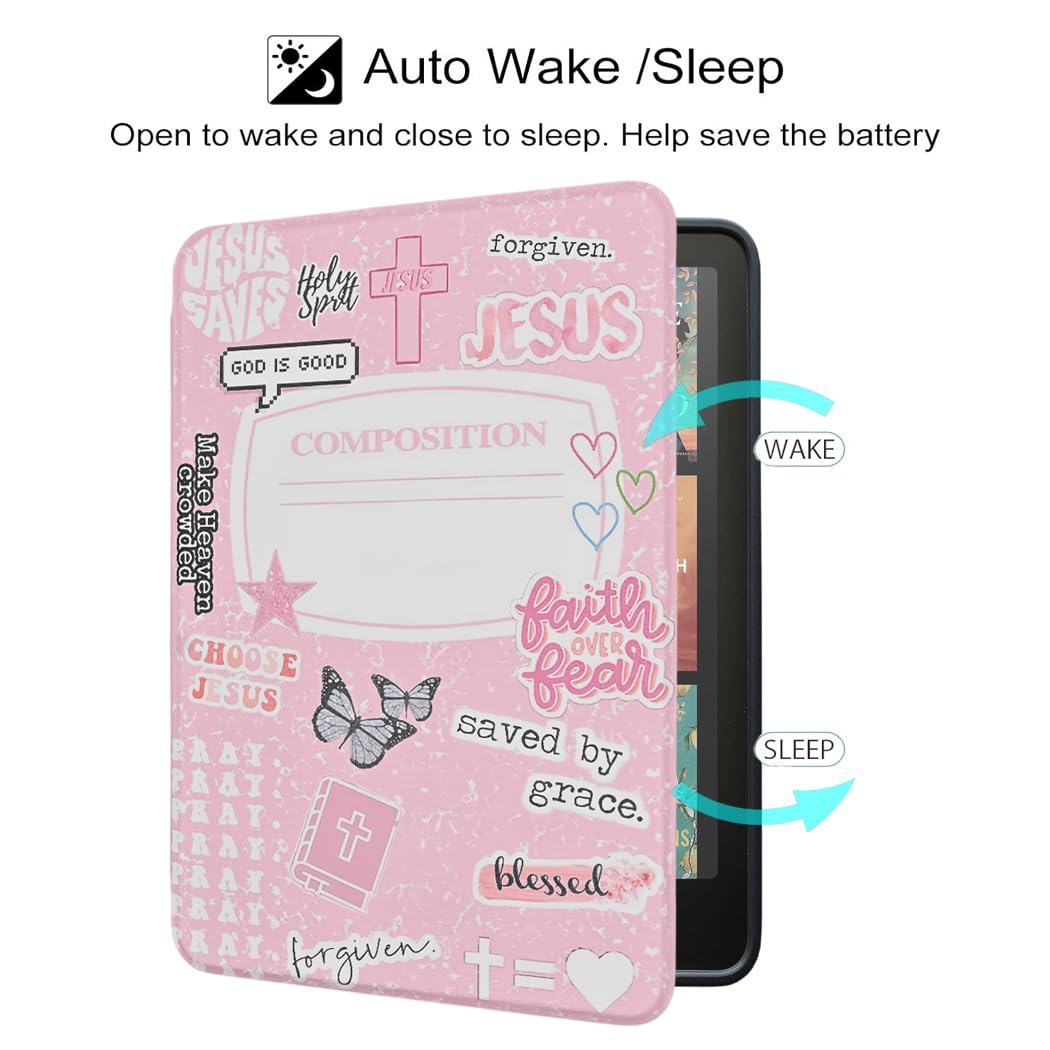 Case for All-New Kindle Paperwhite 12th Gen 2024 and Kindle Colorsoft Signature Edition, Book Lovers Gifts Lightweight PU Leather Protective Cover with Auto Sleep Wake Hand Strap