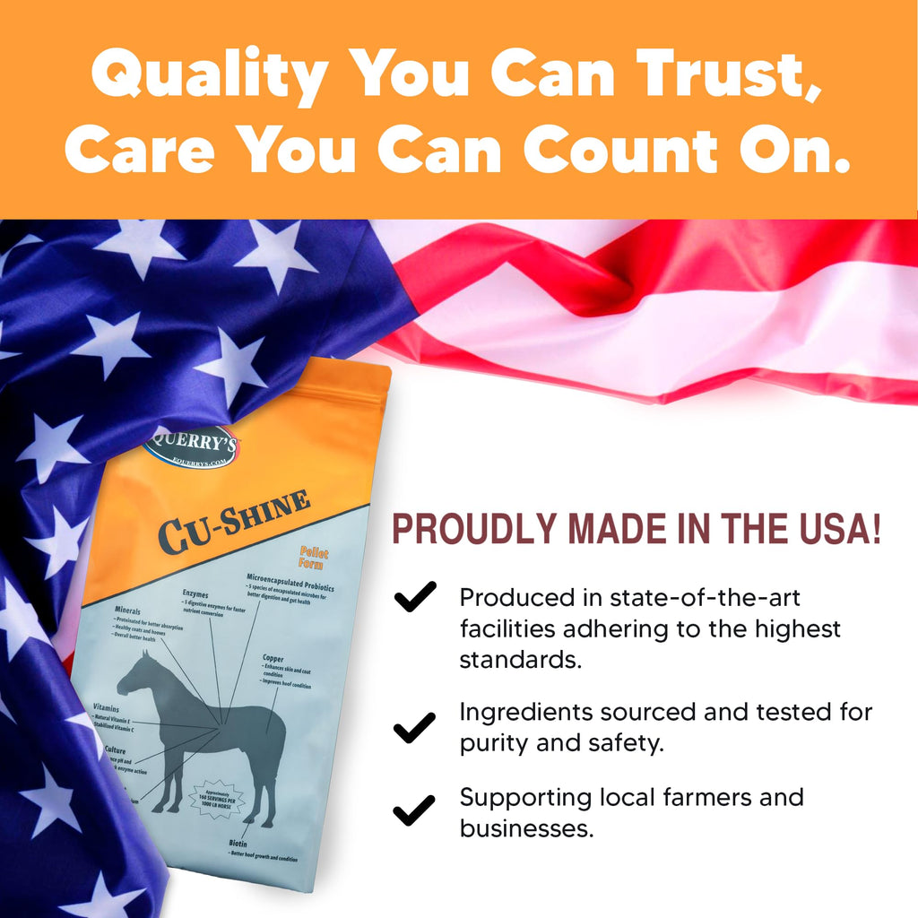 Equerry's Cu-Shine Total Horse Health Pellet Supplement, Horse Probiotics, Biotin for Radiant Coat, Digestive Supplements for Constipation and Gut Health - 5LB