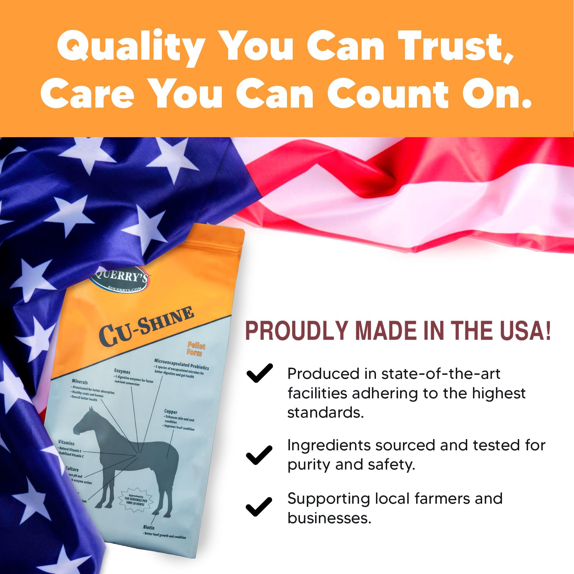 Equerry's Cu-Shine Total Horse Health Pellet Supplement, Horse Probiotics, Biotin for Radiant Coat, Digestive Supplements for Constipation and Gut Health - 5LB