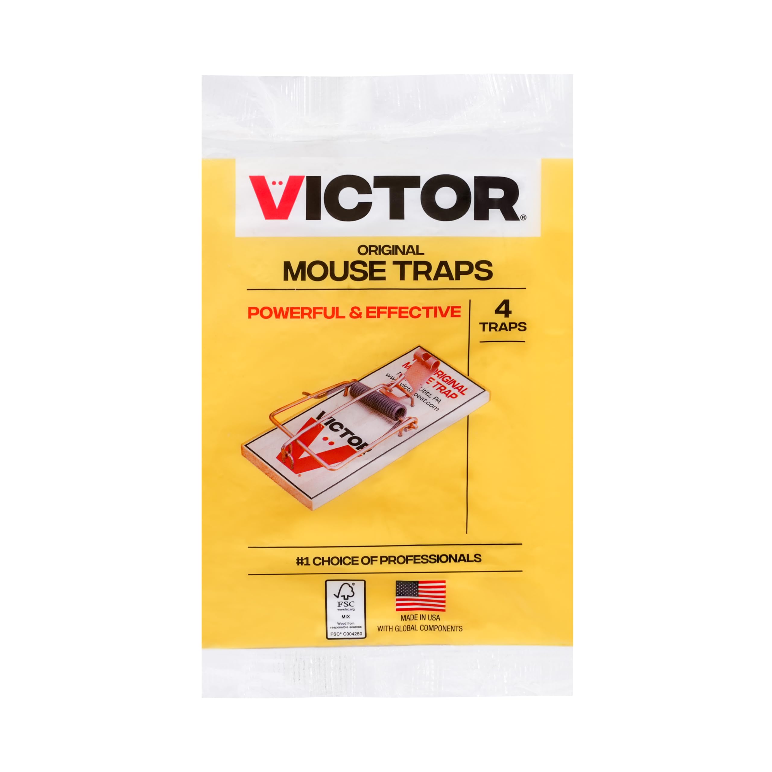 Victor Mouse Traps M035-12, Plastic Pedal, Sustainably Sourced FSC Wood, Wooden Mouse Traps, 12 Pack