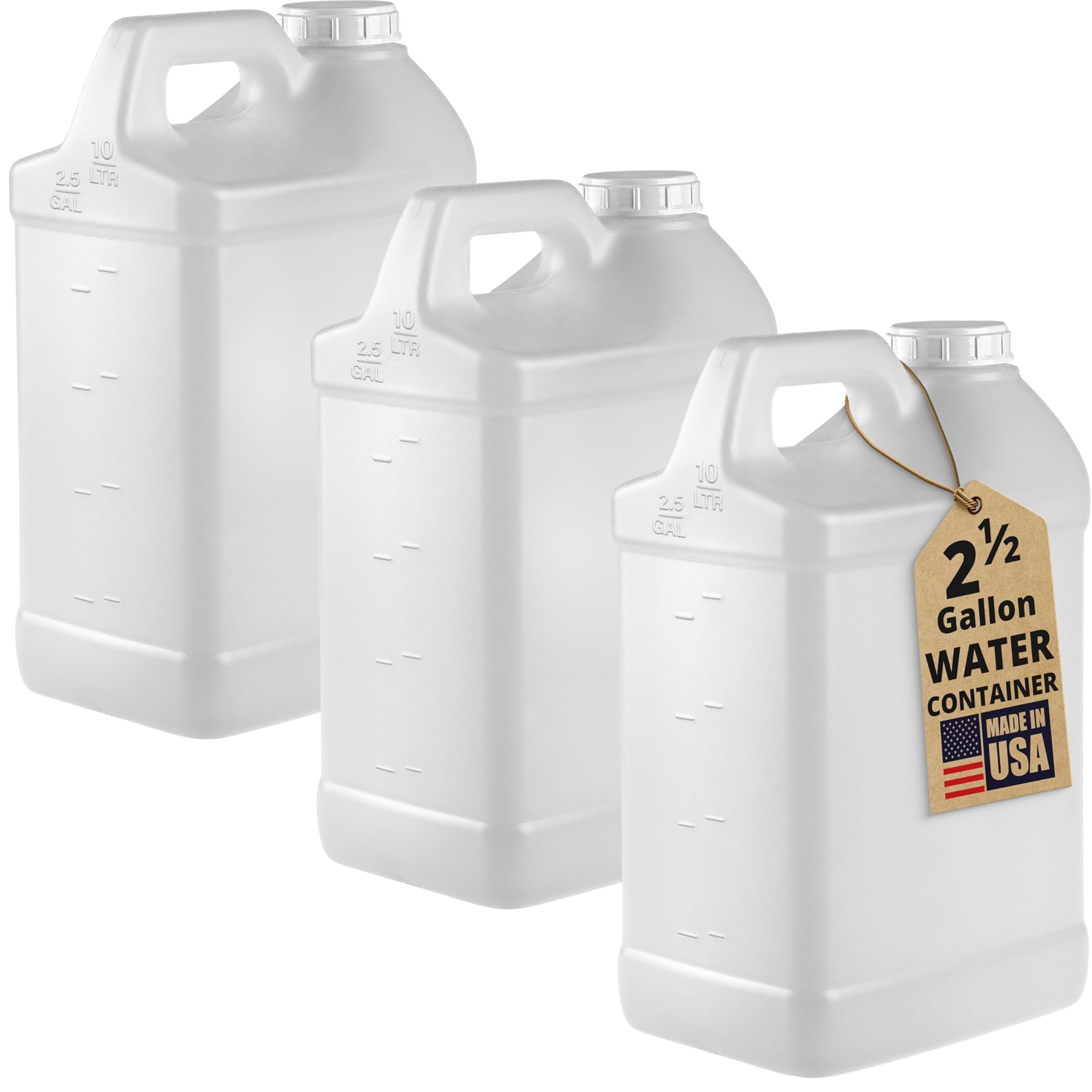 kitchentoolz 2.5 Gallon Water Jug – Water Container Heavy-Duty HDPE Carboy for Automotive Used Oil Container & Liquid Storage – 10 Liter Water Jugs with Secure Lid – Made in USA