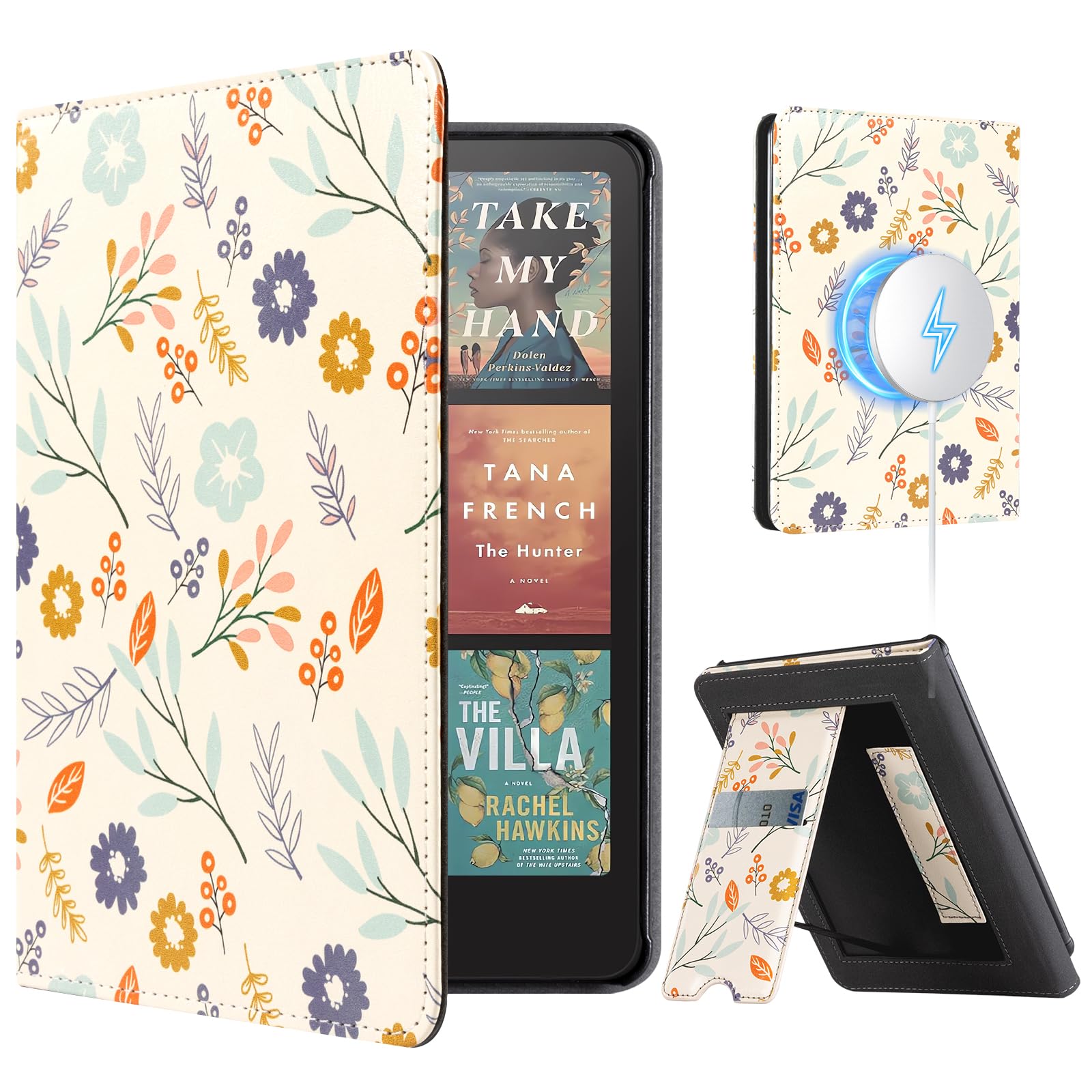 CoBak Case with Stand for Kindle Paperwhite 12th Gen 2024 Released (7") & Kindle Colorsoft Signature Edition - Durable PU Leather Cover with Auto Sleep Wake, Card Slot, Hand Strap Feature, Sage Green