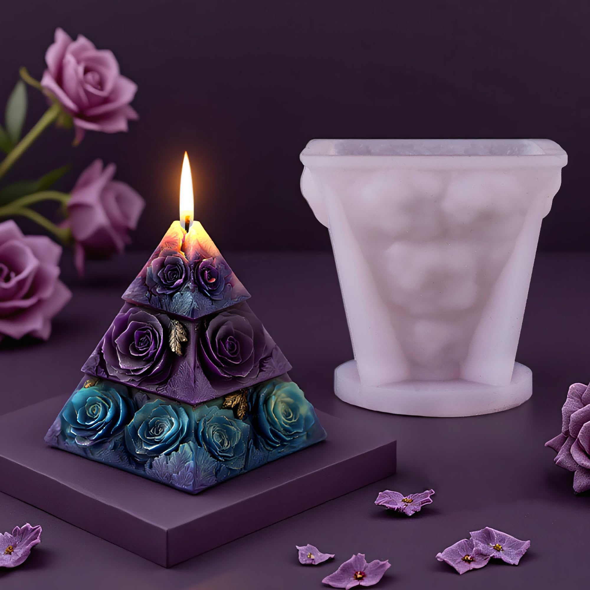 Flower Succulent Tulip Rose Cylinder Molds Silicone Wave Spiral Candle Mold - Silicone Resin Casting Molds for Candle & Resin & Soap Craft Supplies