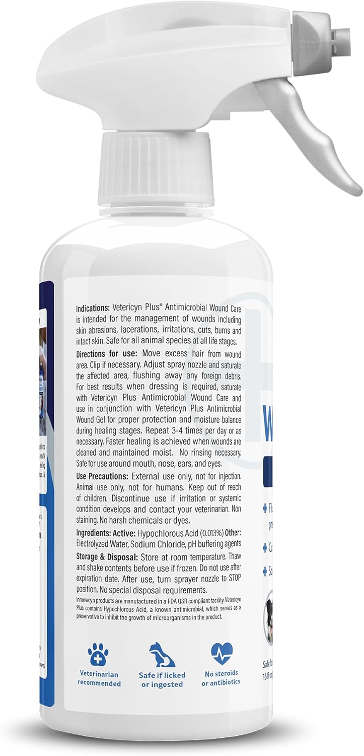 Vetericyn Plus Horse Wound Care Spray | Equine Healing Aid and Skin Repair, Clean Wounds, Relieve Itchy Skin. 16 ounces