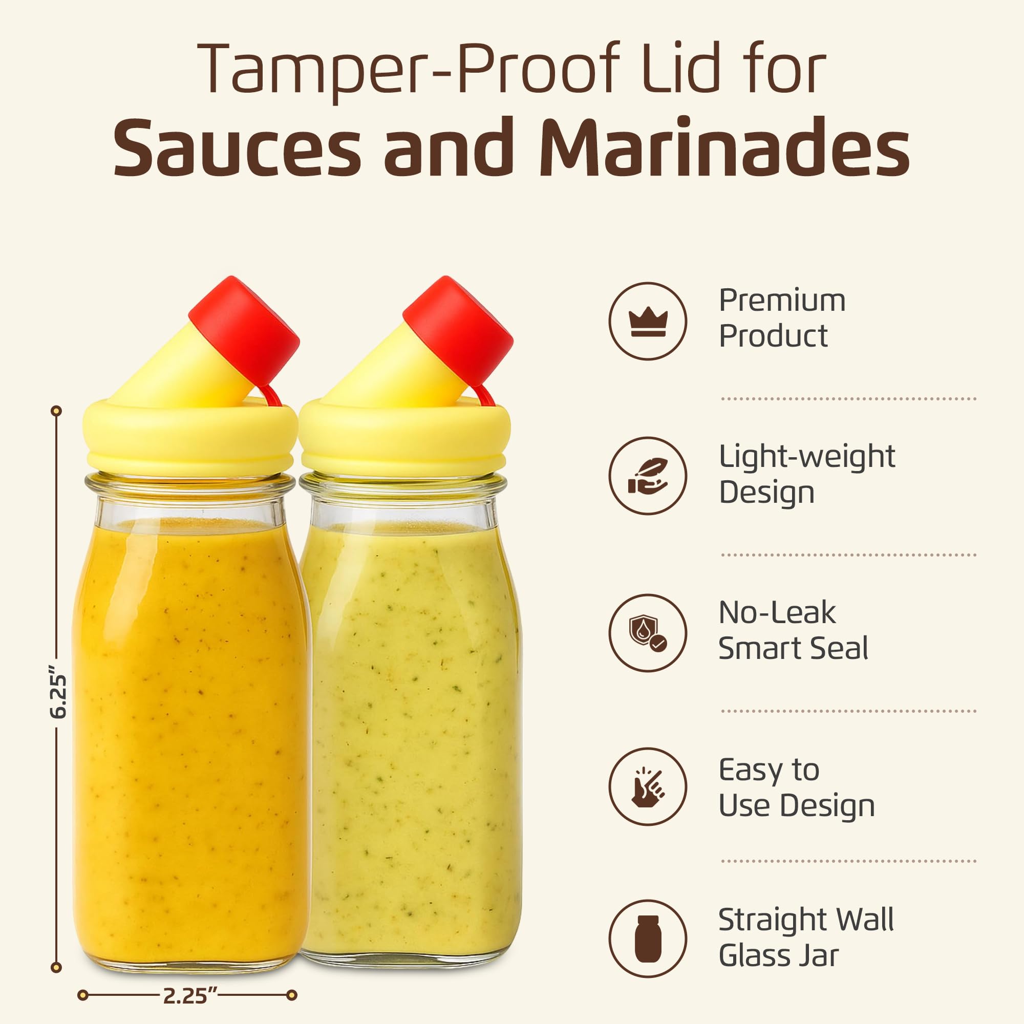 kitchentoolz Salad Dressing Shaker Bottle – 12oz Carafe Glass Bottle with Silicone Pour Spout and Tamper-Proof Lid for Sauces and Marinades - Salad Dressing Dispenser Container