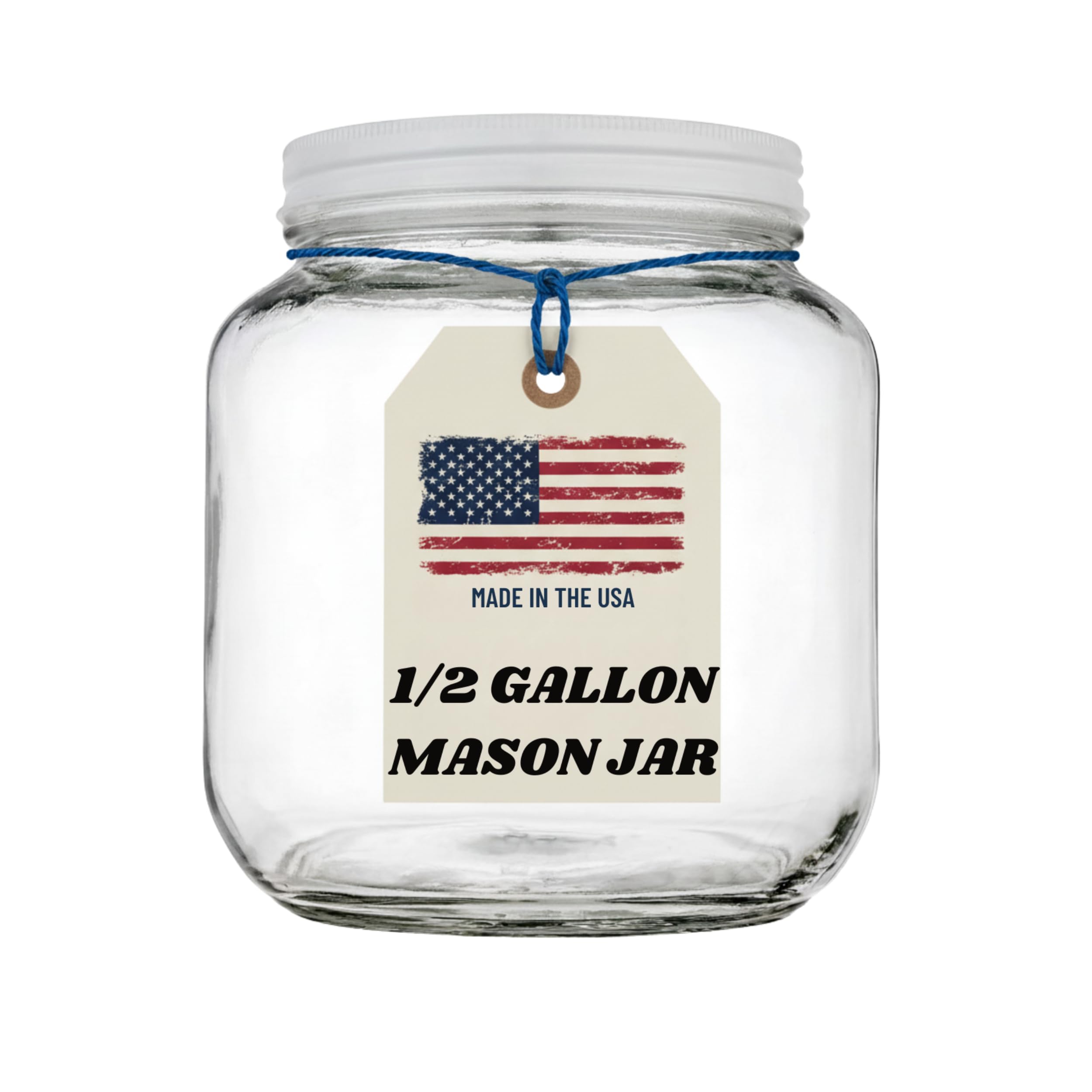kitchentoolz Half Gallon Glass Large Mason Jar Wide Mouth with Airtight Metal Lid - 1/2 Gallon Mason Jars - BPA-Free Glass Jar with Lid - Dishwasher Safe Made in USA