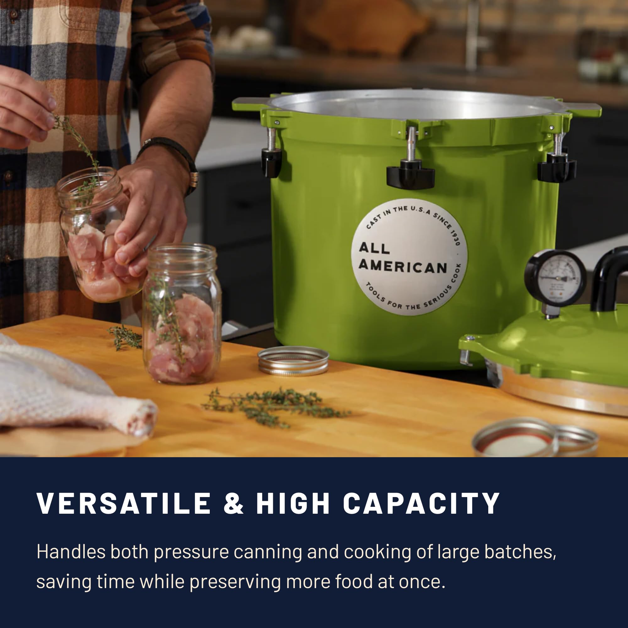 All American 1930: 21.5qt Pressure Cooker/Canner (The 921) - Exclusive Metal-to-Metal Sealing System - Easy to Open & Close - Suitable for Gas, Electric, or Flat Top Stoves - Made in the USA