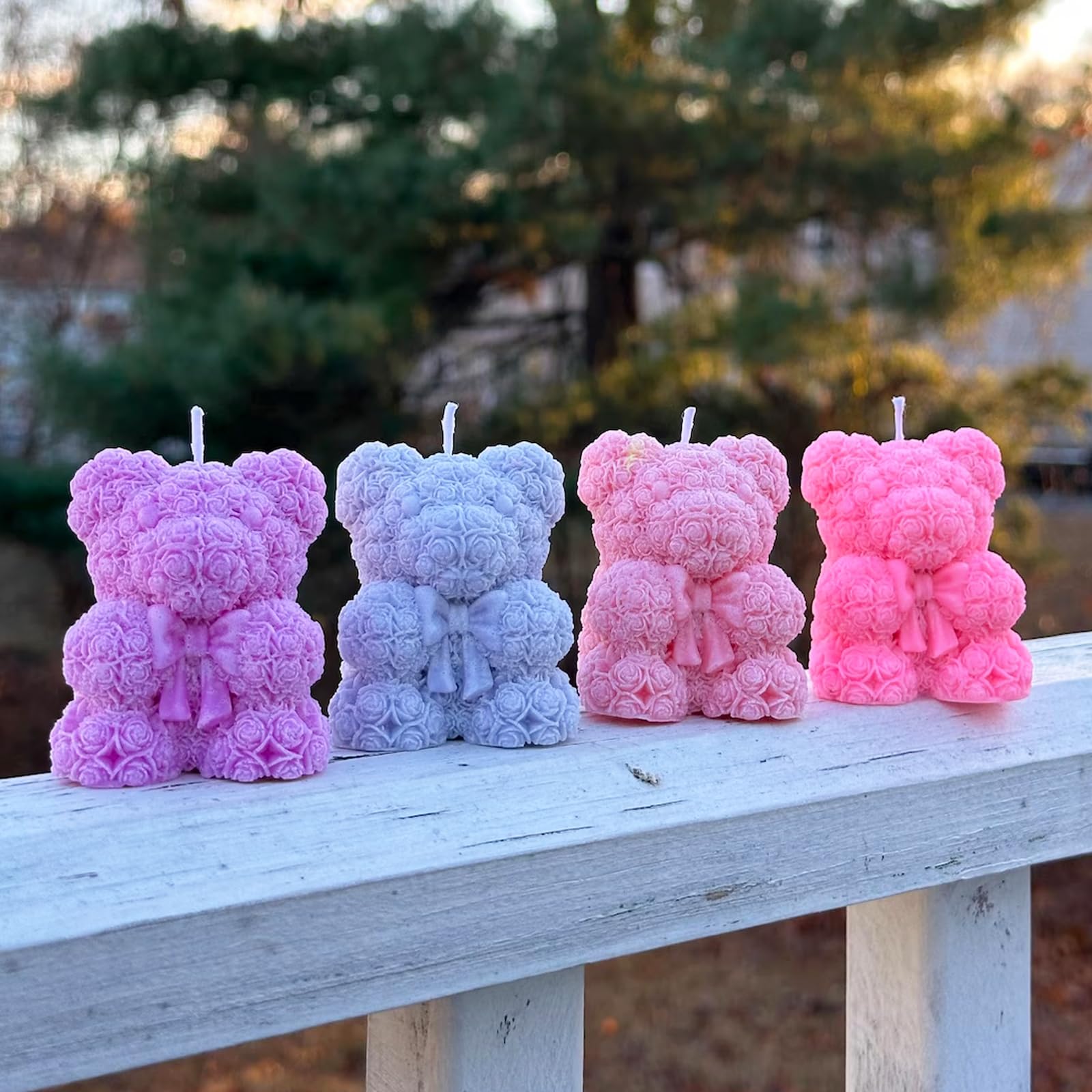 2PCS 3D Rose Bear Wax Candle Mold,Teddy Bear Candle Making Molds,Cute Epoxy Resin Molds,Ornament for DIY Wax Candles Art Craft Cake Chocolate Soap Mold Home Decor Valentine Gifts Birthday Gift