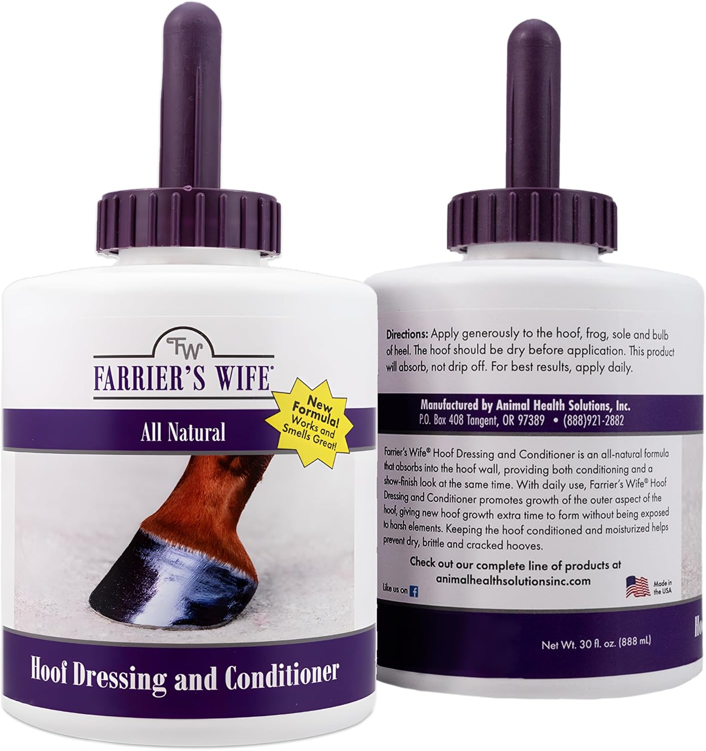 Farrier’s Wife Hoof Dressing & Conditioner for Horses – 30 oz Bottle with Brush | Seals in Moisture for Strong, Crack-Resistant Hooves | Petroleum-Free Horse Hoof Care