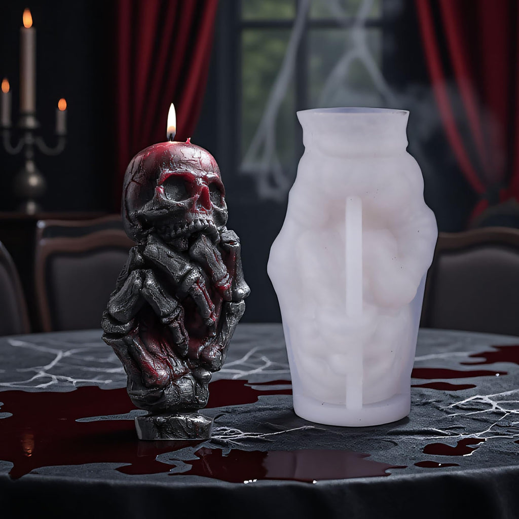 Halloween Skull Hand Ghost Cylinder Molds Silicone Wave Spiral Candle Mold - Silicone Resin Casting Molds for Candle & Resin & Soap Craft Supplies