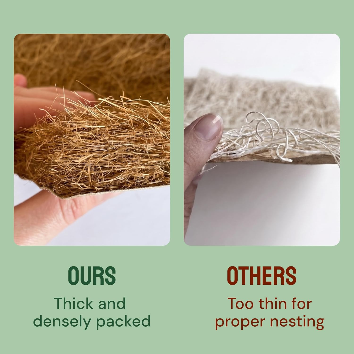Hatortempt Chicken Nesting Pads for Laying Hens - Coconut Coir - Ammonia Absorbing Nesting Box Pads for Chicken Coop - 13x13, 10 Pack of Liners