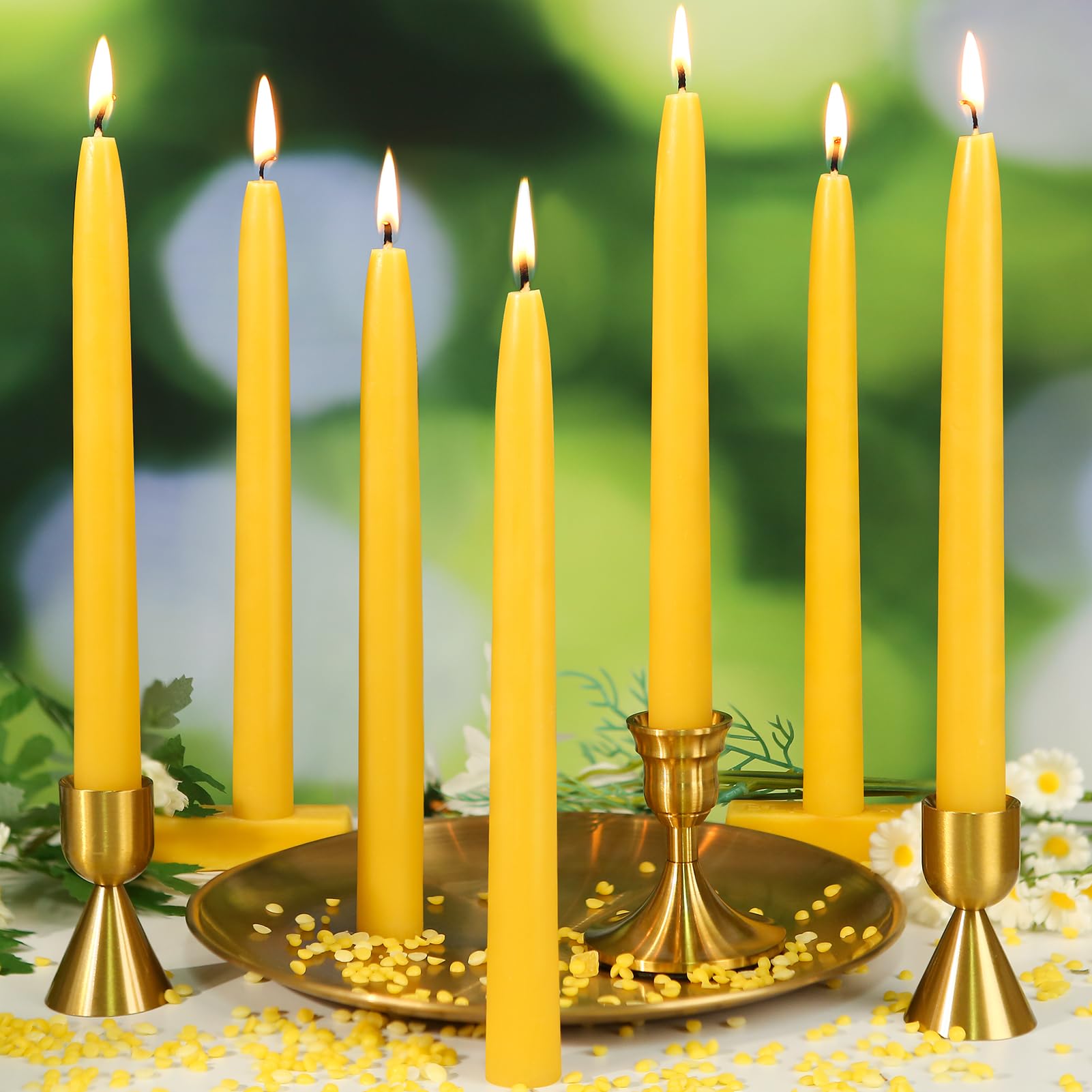 12 Pack Beeswax Taper Candles,8in Dripless Pure Beeswax Candles Non Toxic,8 Hours Long Burning 100% Natural Candle Sticks,Smokeless and Unscented Bees Wax Candle for Home,Prayer,Tall Tapered