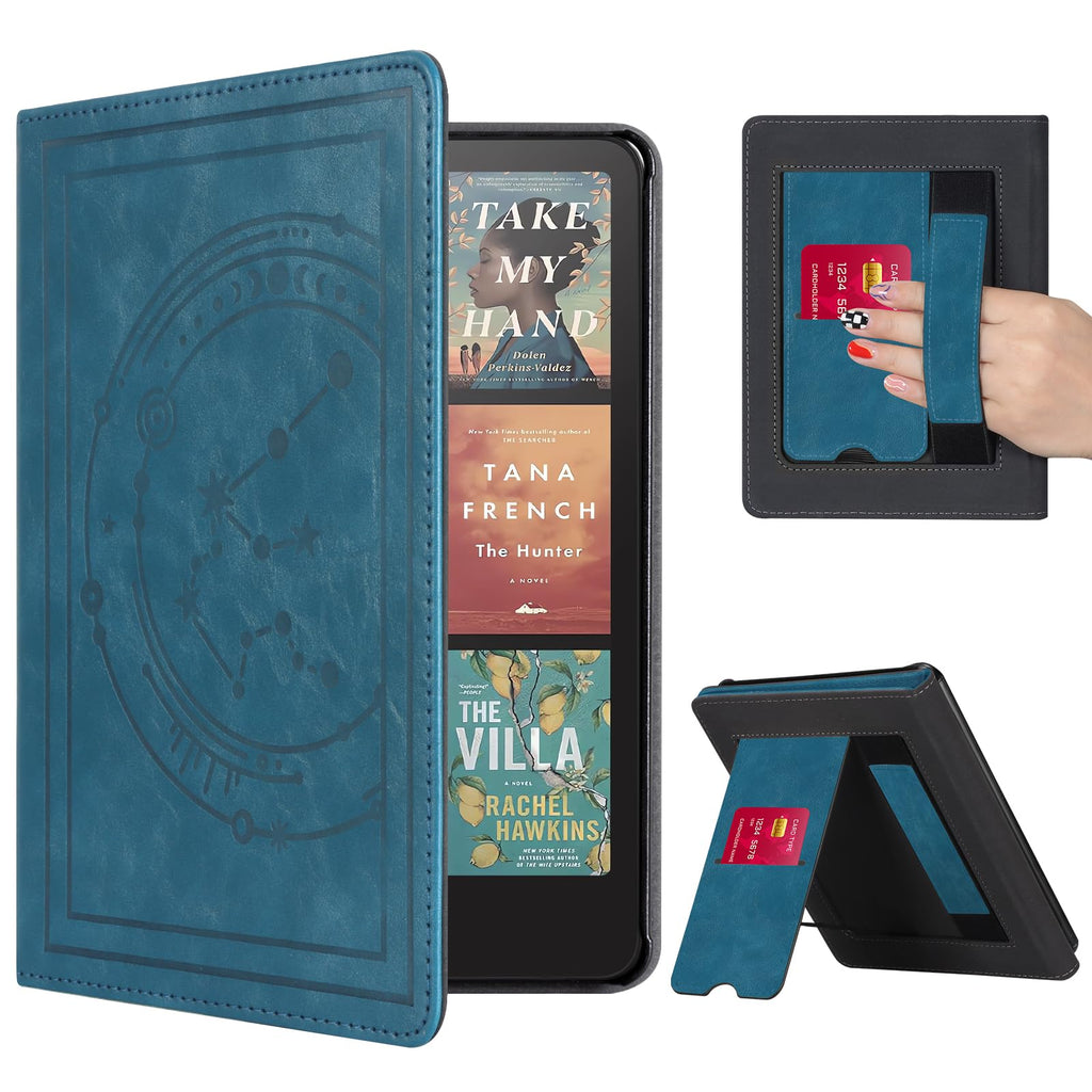 CoBak Case with Stand for Kindle Paperwhite 12th Gen 2024 Released (7") & Kindle Colorsoft Signature Edition - Durable PU Leather Cover with Auto Sleep Wake, Card Slot, Hand Strap Feature, Sage Green