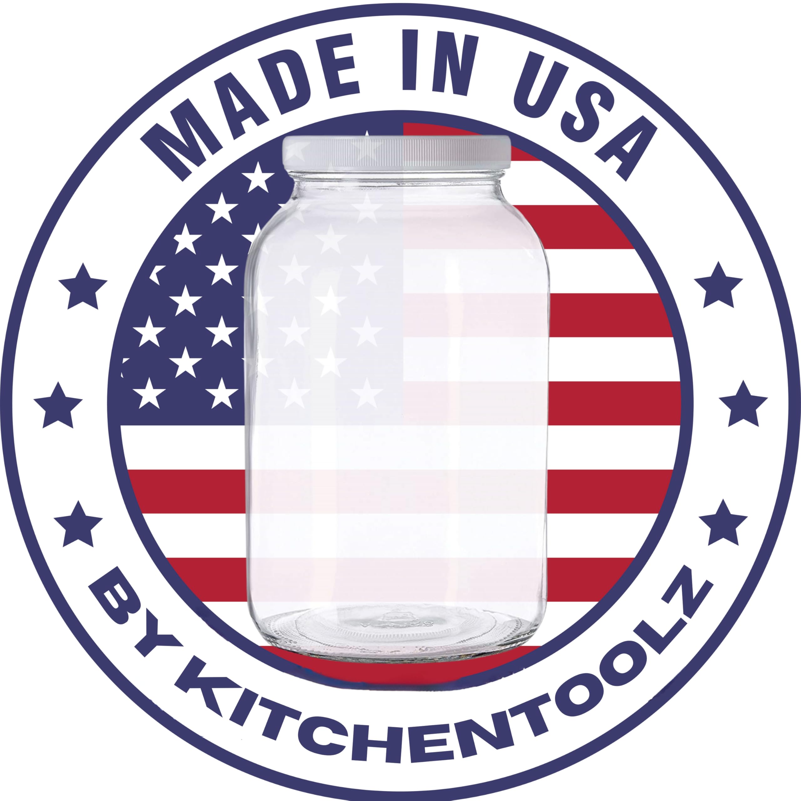 kitchentoolz 1 Gallon Glass Jar Wide Mouth with Airtight Foam Lined Plastic Lid - Large Mason Jar for Fermenting Kombucha Kefir - Storing and Canning (4)