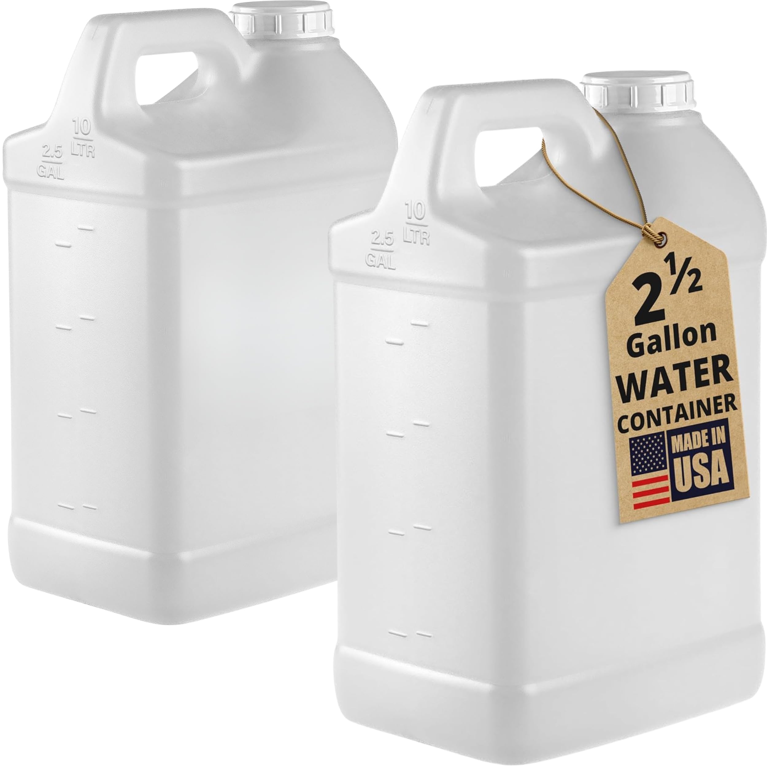 kitchentoolz 2.5 Gallon Water Jug – Water Container Heavy-Duty HDPE Carboy for Automotive Used Oil Container & Liquid Storage – 10 Liter Water Jugs with Secure Lid – Made in USA