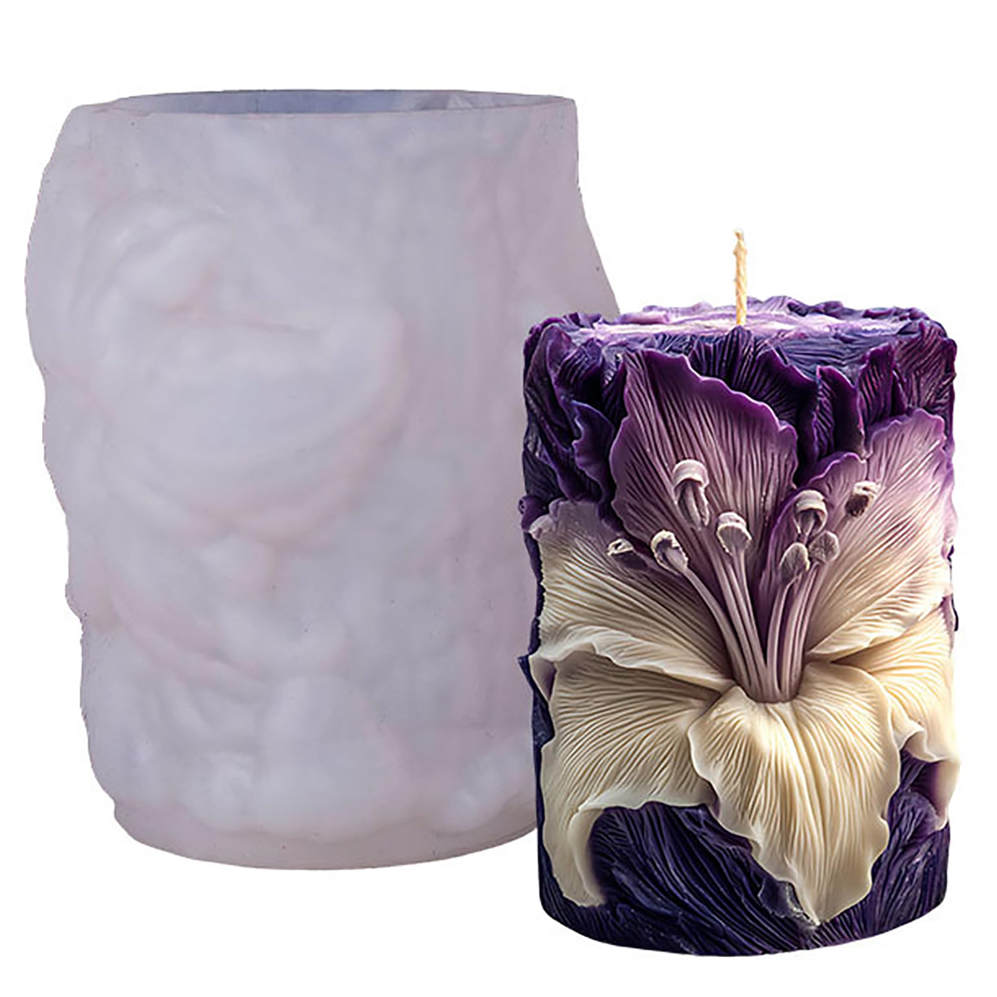Flower Succulent Tulip Rose Cylinder Molds Silicone Wave Spiral Candle Mold - Silicone Resin Casting Molds for Candle & Resin & Soap Craft Supplies