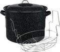 Granite Ware Canning Pot with Rack & Lid - 21 Quart Large Boiling Water Canning Set for Jar Sterilization & Pickling on Stove/Open Flame – Scratch-Resistant Porcelain Enamel & Steel Core (Black)