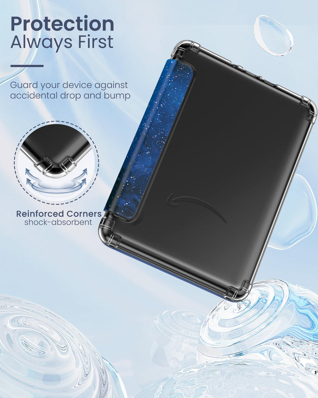 MoKo Case for 6" Kindle (11th Generation-2024/2022 Release), Ultra Clear Soft Flexible Transparent TPU Back Cover Light Shell with Auto Wake/Sleep for Kindle 11th Generation 2024, White Blue Floral