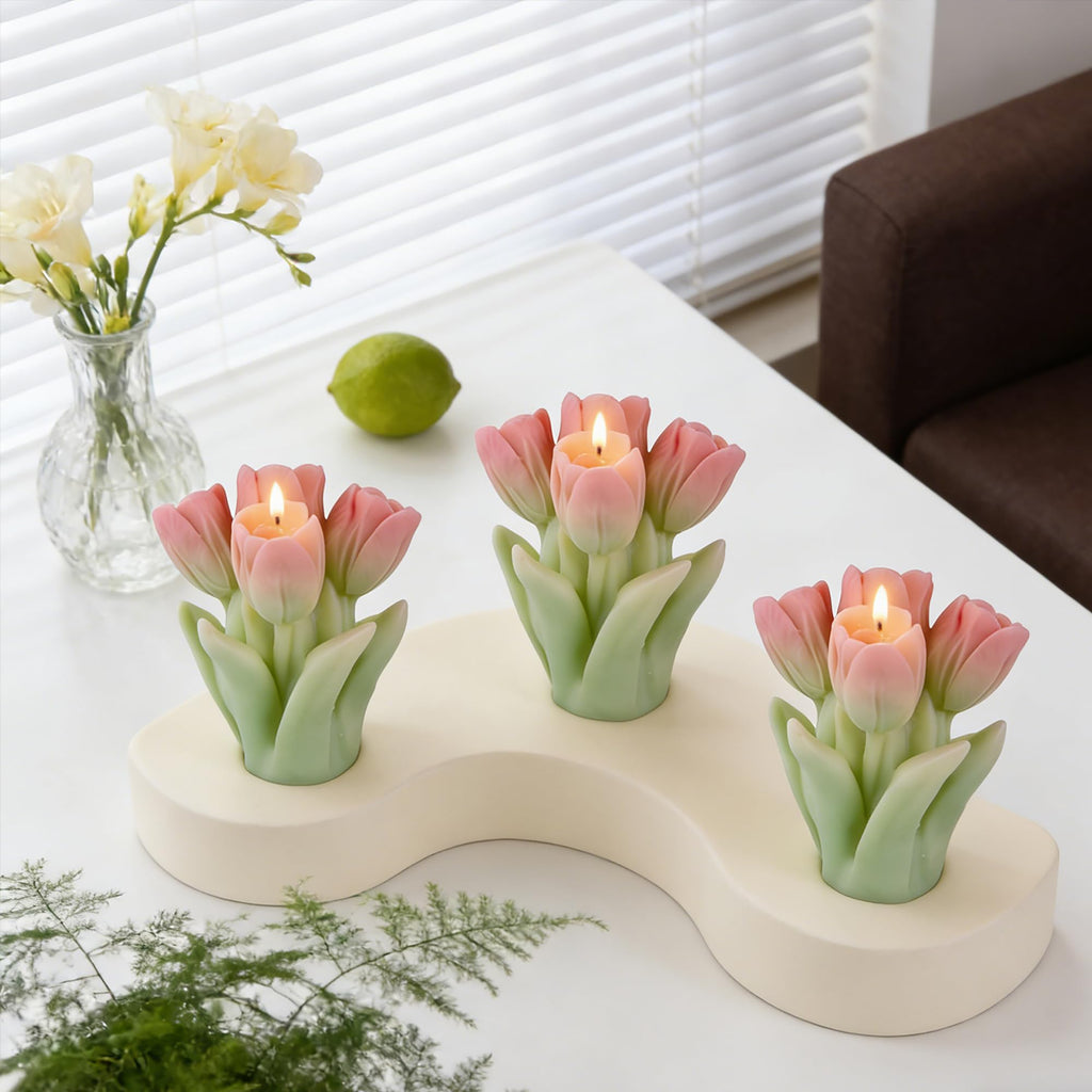 Flower Succulent Tulip Rose Cylinder Molds Silicone Wave Spiral Candle Mold - Silicone Resin Casting Molds for Candle & Resin & Soap Craft Supplies