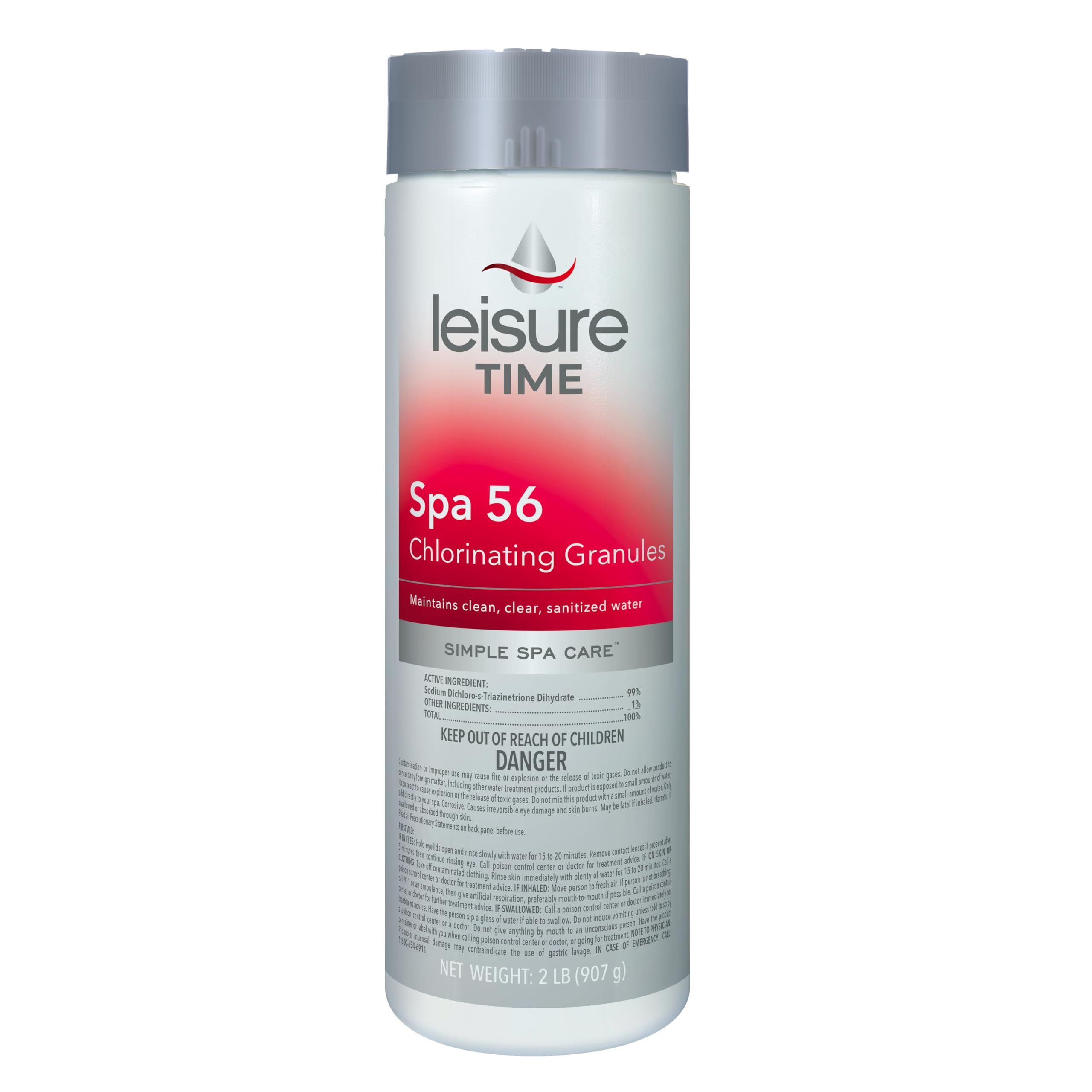 Leisure Time 22337A Spa 56 Chlorinating Granules, Bucket for Crystal Clear Water Maintenance, 2lbs