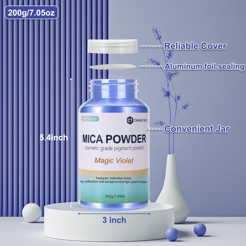 CHANGTIKEJI Mica Powder，24 Colors - 10g/Bottle of Natural Pigment Powder for Epoxy Resin，Soap Making，Candle Making,Lip Gloss,Car Freshies,Dye,Nail Polish,Bath Bombs